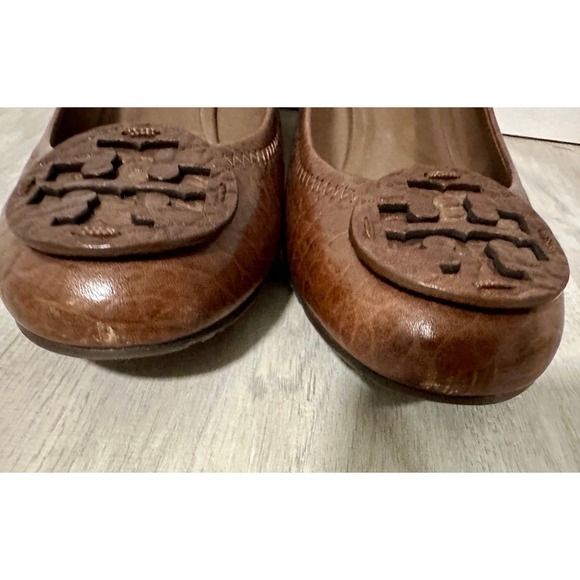 Tory Burch Leather Wedge Pumps Brown size 10 1/2 - Picture 5 of 12